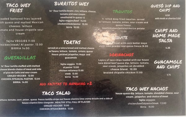 Menu photo 7 Tacos Wey & Grill St Louis, MO