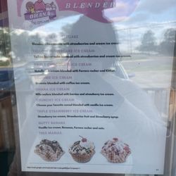 Ohana Ice Cream Shop - Menu