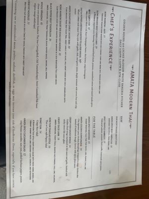 Menu photo 1 Amata Modern Thai Las Vegas, NV