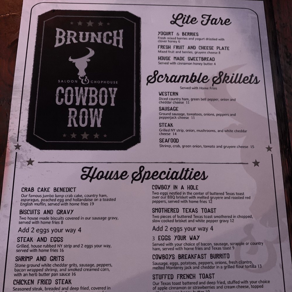 Cowboy Row Saloon and Chophouse - Menu - Seafood Near Me - Baltimore, Maryland Cowboy Row Saloon and Chophouse - Menu - Seafood Near Me - Baltimore, Maryland