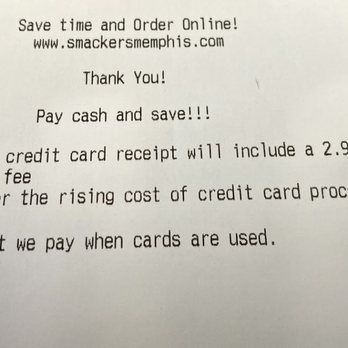 Smackers - We just love additional fees we weren't told about. - Chicken Wings Near Me - Memphis, Tennessee