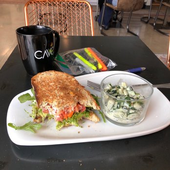 Cavo Coffee - Veggie sandwich with cucumber salad. 10$ sorry I took a few bites first before taking photo - Coffee & Tea Near Me - Houston, Texas Cavo Coffee - Veggie sandwich with cucumber salad. 10$ sorry I took a few bites first before taking photo - Coffee & Tea Near Me - Houston, Texas