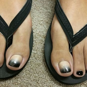 A Royal Pampering - Nude nails with black ombre and accent black nail - Nail Salons Near Me - Altamonte Springs, Florida