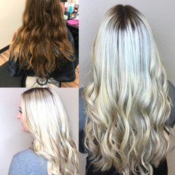 Hair Extensions by Rachel - Root drag with platinum blonde extension service for fullness.