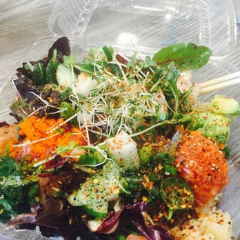 Ahipoki - Large 1/2 salad 1/2 brown rice $8.99 - Seafood Near Me - Temple City, California