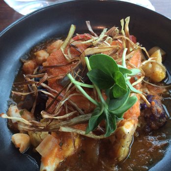 Sierra Mar - Trout, prawns, fried leeks... - New American Near Me - Big Sur, California Sierra Mar - Trout, prawns, fried leeks... - New American Near Me - Big Sur, California