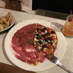 Wild Eye Pub - Beet Hummus with a yummy Knob Creek Old Fashion. Soooo gooooood!!!!! Love the appetizers!