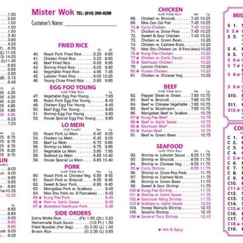 Mister Wok - regular menu - Chinese Near Me - Downingtown, Pennsylvania