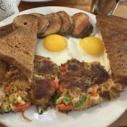 Crab cake breakfast special