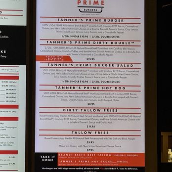 Tanner’s Prime Burgers - Menu (4/4/26) - Burgers Near Me - Oceanside, California