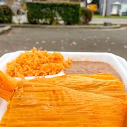Chicanos Mexican Food Truck - Tamales with rice and beans