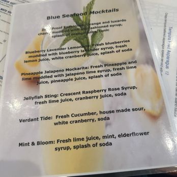 Blue Seafood & Spirits - Mocktail menu - Seafood Near Me - Virginia Beach, Virginia