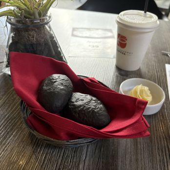 Basalt - Complimentary Bread. Pandesal style w/ charcoal. ( hint of sweetness, soft and delicious ) - New American Near Me - Honolulu, Hawaii