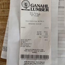 Ganahl Lumber - Avant- arch Gabel plate receipt