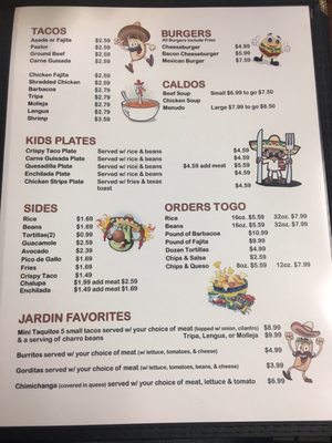 Menu photo 2 El Jardin Restaurant Beeville, TX