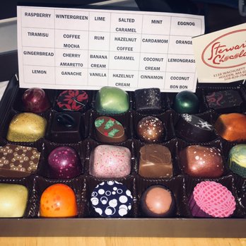 Stewart's Chocolates - A sample box of Stewart Chocolates. Look how beautiful they are and unlike any other chocolates . What artistry. - Chocolatiers & Shops Near Me - Jefferson, Massachusetts