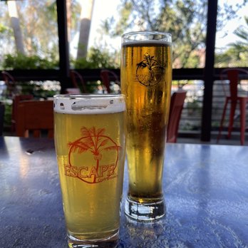 Escape Craft Brewery - Swimmers Ear (left) and Odelay (right) - Breweries Near Me - Redlands, California Escape Craft Brewery - Swimmers Ear (left) and Odelay (right) - Breweries Near Me - Redlands, California