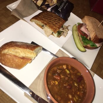 Panera Bread - Roasted turkey and caramelized kale panini, Bacon turkey bravo, & Turkey chilly. - Salad Near Me - Monrovia, California Panera Bread - Roasted turkey and caramelized kale panini, Bacon turkey bravo, & Turkey chilly. - Salad Near Me - Monrovia, California