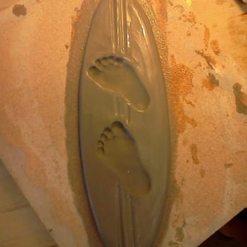 Footprints 'n More - When Chase was only 8 days old we took him to get his prints in clay. His feet on a surfboard - Commissioned Artists Near Me - Tustin, California Footprints 'n More - When Chase was only 8 days old we took him to get his prints in clay. His feet on a surfboard - Commissioned Artists Near Me - Tustin, California