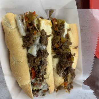 Philly Frank's Steaks - Pepper Philly cheese steak with provolone cheese & mixed peppers. - Sandwiches Near Me - San Marcos, California Philly Frank's Steaks - Pepper Philly cheese steak with provolone cheese & mixed peppers. - Sandwiches Near Me - San Marcos, California
