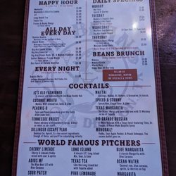Cool Beans Bar & Grill - Menu Back