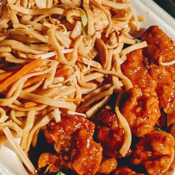 Rice On The Hill - Orange chicken with noodles - Chinese Near Me - Austin, Texas Rice On The Hill - Orange chicken with noodles - Chinese Near Me - Austin, Texas