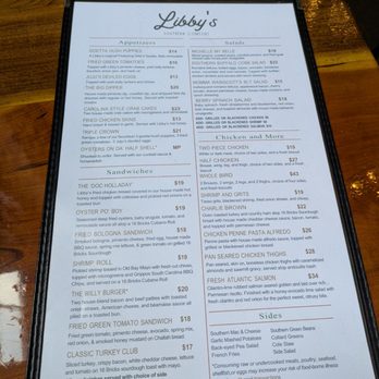 Libby’s Southern Comfort - Front of the menu - Southern Near Me - Covington, Kentucky