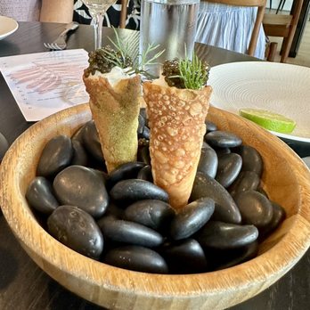 In Bloom - Some delish mix of crème fresh and dill and caviar. Oh my goodness!! - New American Near Me - Paso Robles, California