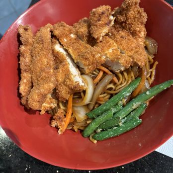 Bento Asian Kitchen + Sushi - Chicken Katsu with lo mein noodles - Asian Fusion Near Me - Jacksonville, Florida