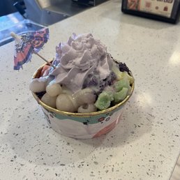 Ube bowl with Logan berry and Pink Pineapple Ube bowl with Logan berry and Pink Pineapple