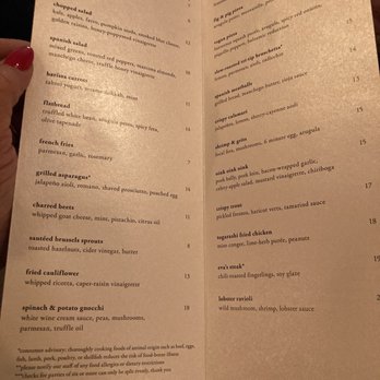 Eva - Menu as of 3/17 - Tapas/Small Plates Near Me - Salt Lake City, Utah
