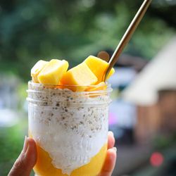 Wishing Well Coffee & Tea - Overnight Oats with Mango puree and coconut cream