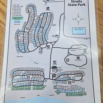 Straits State Park - Map of camp sites and trails - Campgrounds Near Me - St Ignace, Michigan