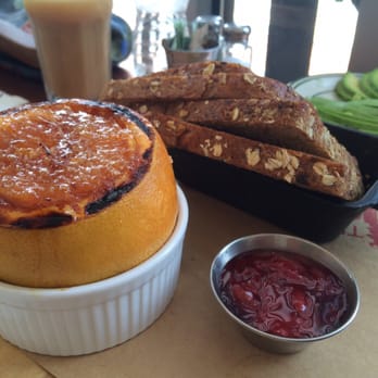 The Corner - Broiled grapefruit with toast and a side of avocado - Cafes Near Me - Montclair, New Jersey The Corner - Broiled grapefruit with toast and a side of avocado - Cafes Near Me - Montclair, New Jersey