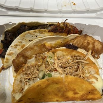 Taco Chinoz & Bar - Carne asada (top), crispy fish, chicken birria - Tacos Near Me - Centreville, Virginia Taco Chinoz & Bar - Carne asada (top), crispy fish, chicken birria - Tacos Near Me - Centreville, Virginia