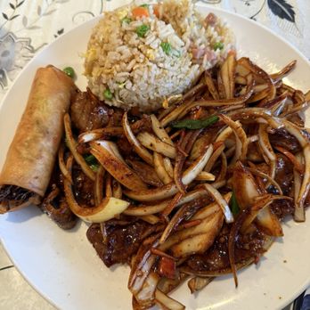 Lucky Bowl - Lunch combo (Mongolian Beef, fried rice, eggrolls) - Chinese Near Me - Sandy, Utah Lucky Bowl - Lunch combo (Mongolian Beef, fried rice, eggrolls) - Chinese Near Me - Sandy, Utah