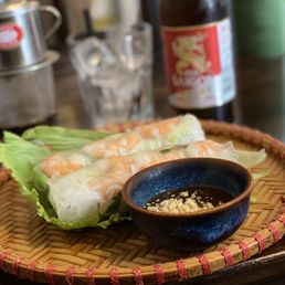 Summer rolls, Vietnamese coffee and beer.