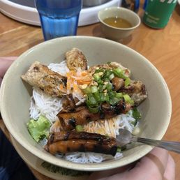 Grilled pork and pork eggrolls vermicelli Grilled pork and pork eggrolls vermicelli