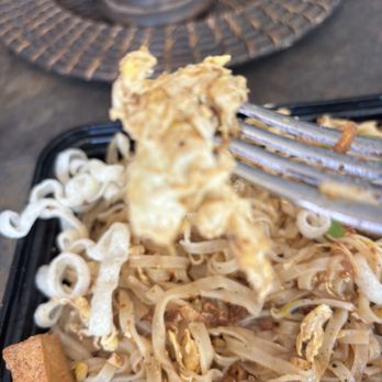 Baht - Chicken in my vegan order of pad thai - Thai Near Me - San Luis Obispo, California