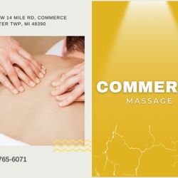Commerce Massage - 39540 W 14 Mile Rd, Commerce Charter Twp, MI 48390
248-765-6071
Monday-Sunday
10:00 am - 9:00 pm