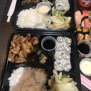 Hibachi Master - Top: Steak bento box ($10.50) Bottom: Chickens Teriyaki bento box ($8.50) Apple Snapple ($2.50) 12 piece cooked delight sushi ($12.99) - Chinese Near Me - Brooklyn, New York