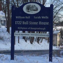 1722 Bull Stone House - Sign at entrance.