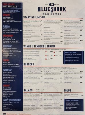 Menu photo 4 Blue Shark Ale House Urbandale, IA