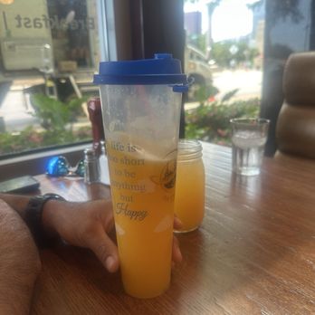 La Catedral Cafe & Restaurant - juice comes in a souvenir cup - Mexican Near Me - Chicago, Illinois