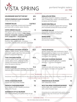 Menu photo 6 Vista Spring Cafe Portland, OR Menu photo 6 Vista Spring Cafe Portland, OR