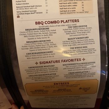 Bailey's Smokehouse - Menu. December 2025 - Barbeque Near Me - Blauvelt, New York