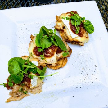Cafe Du Jour - Yummy lunch outside by the pond: ~ Herbed Potato Pancakes ~ - roasted pork loin, brie, apple butter, and arugula - French Near Me - Pittsburgh, Pennsylvania Cafe Du Jour - Yummy lunch outside by the pond: ~ Herbed Potato Pancakes ~ - roasted pork loin, brie, apple butter, and arugula - French Near Me - Pittsburgh, Pennsylvania