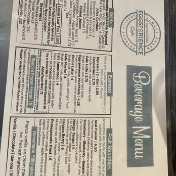 Eggsperience Cafe - Beverage Menu - Breakfast & Brunch Near Me - Chicago, Illinois