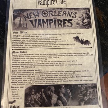 Vampire Cafe - Menu Front - Cafes Near Me - New Orleans, Louisiana