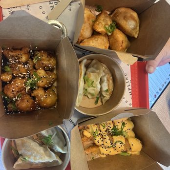 Brooklyn Dumpling Shop - Fried Ruben dumplings, seared Wagyu beef dumplings, seared chicken and chive dumplings, tempura cauliflower and tempura bang bang shrimp. - Dumplings Near Me - Vancouver, British Columbia Brooklyn Dumpling Shop - Fried Ruben dumplings, seared Wagyu beef dumplings, seared chicken and chive dumplings, tempura cauliflower and tempura bang bang shrimp. - Dumplings Near Me - Vancouver, British Columbia